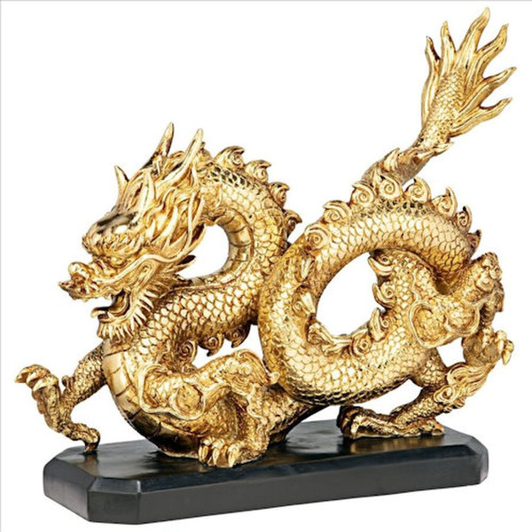 Golden Dragon Asian Statue